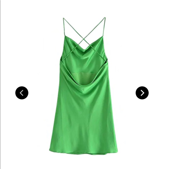 Green Silk Slip Dress - Picture 4 of 4